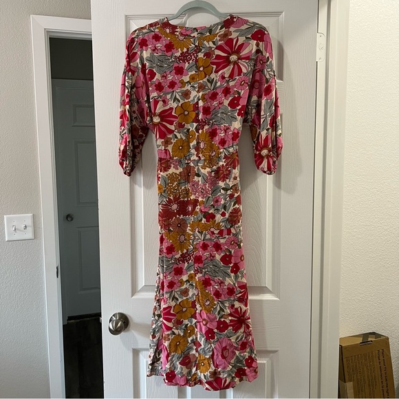 Floral midi dress with drawstring - Picture 5 of 5